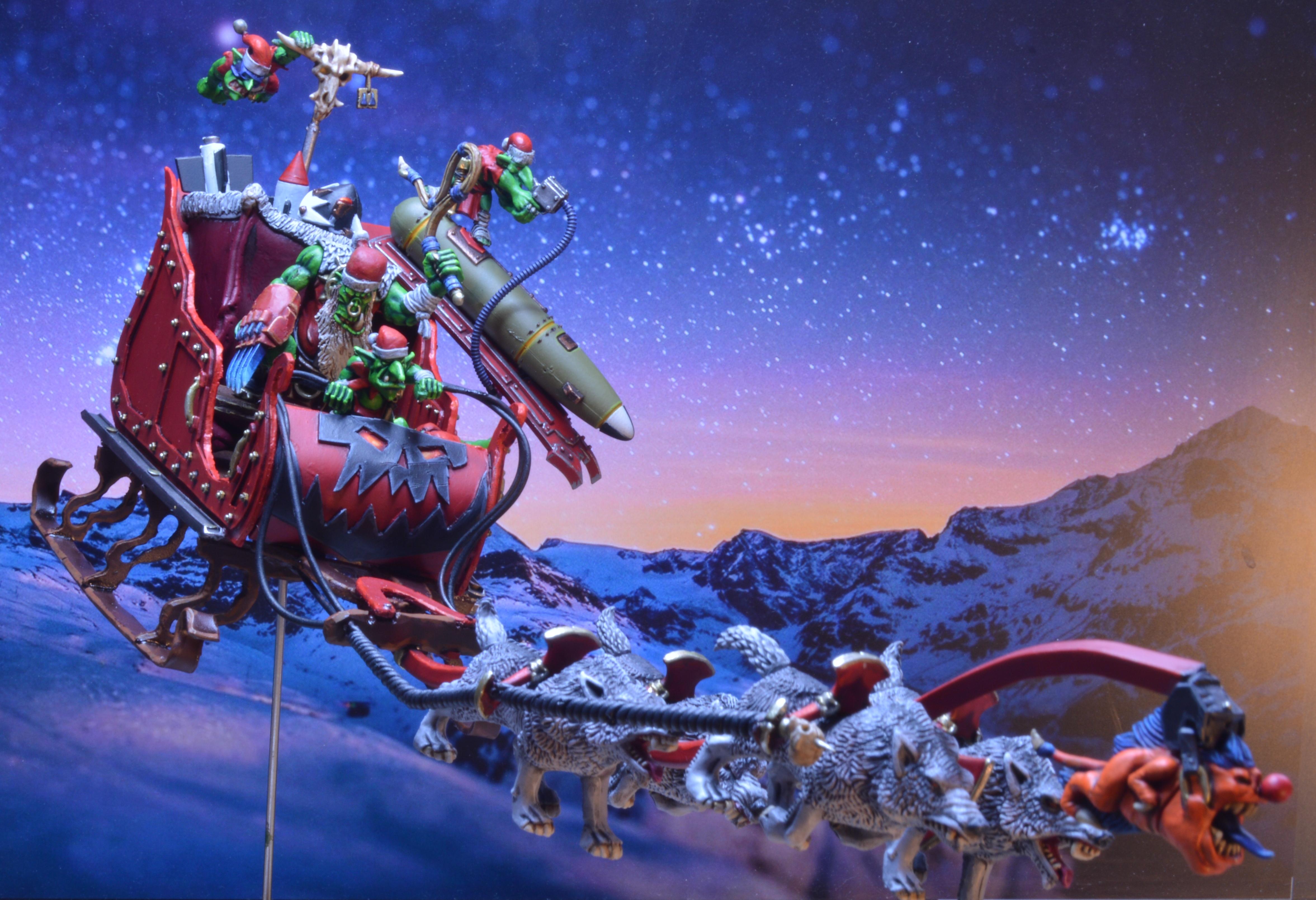 Christmas, Conversion, Ork Santa, Santa Claus, Sled, Sleigh, Xmas Ork